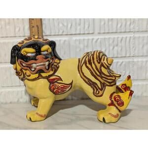 Handcrafted Chinese Vintage Ceramic Foo Dog Statue